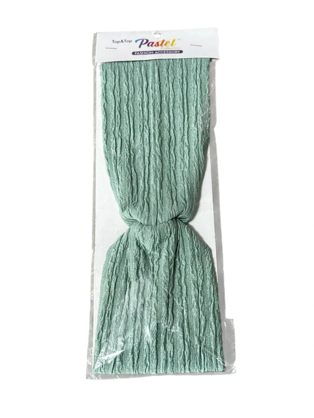 Top & Top headband textured crinkled fabric stylish knotted center pastel green
